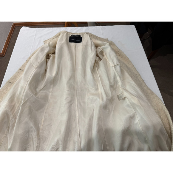 Vintage MODA International Womens Wool Boucle Coat Cream Mid Length Sz XS - Picture 6 of 13